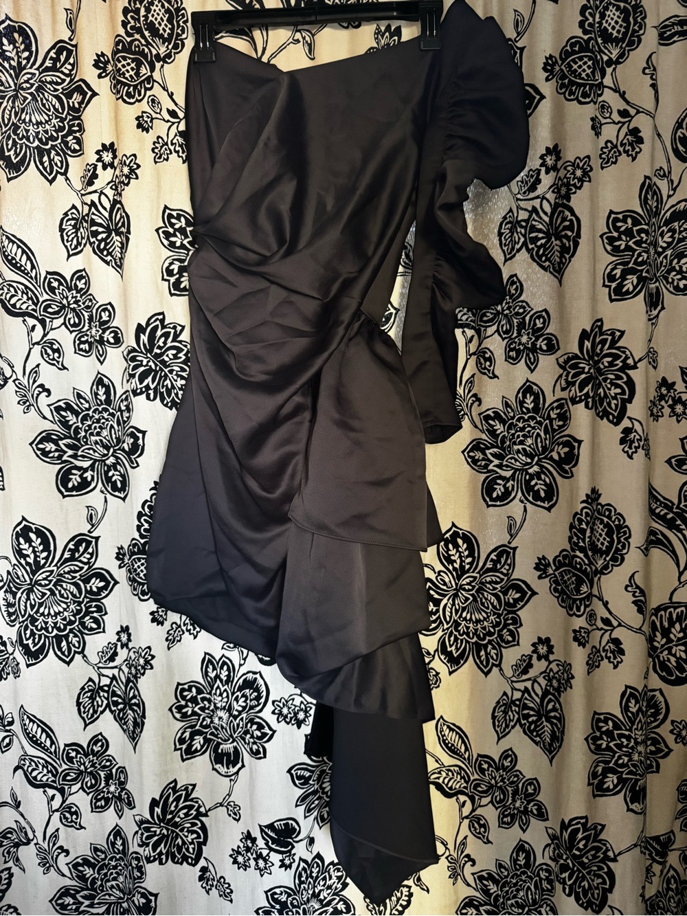 Katie May One-Shoulder Black Satin Dress